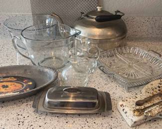 Large Teapot And Glassware