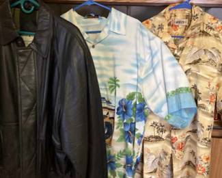 Mens John Ashford Leather Coat And Two Shirts