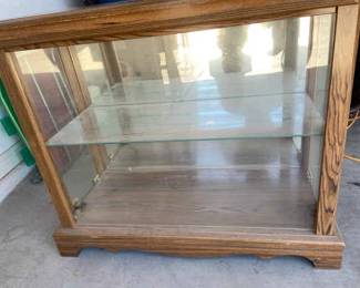 Lighted Wood And Glass Cabinet