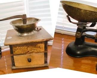 Retro scale and coffee