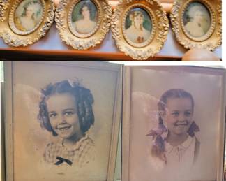 Retro framed art and portraits