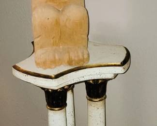 Wood Dog sculpture and French pedestal