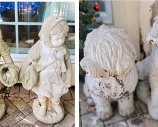 Heavy Cement statues - children and dogs