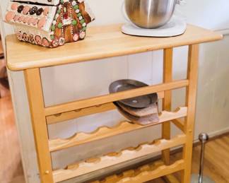 Kitchen Aid Mixer with attachments. Cookie Jar and wine storage