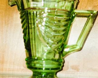 Green glass pitcher