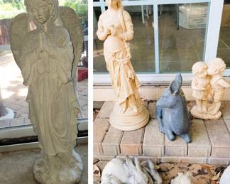 Statues: Angels, rabbits and kids