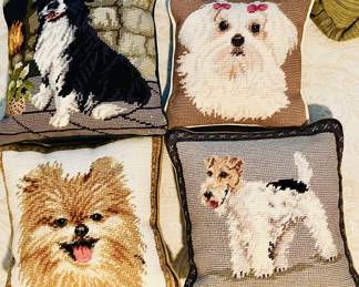 Embroidered Puppy Pillows