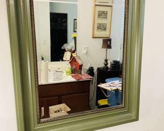 3 Drawer Engraved Serpentine Olive Bombay Chest & Mirror