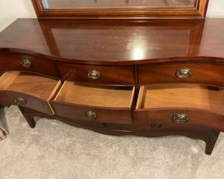Mid Century Dixie Serpentine Front Dresser and Mirror