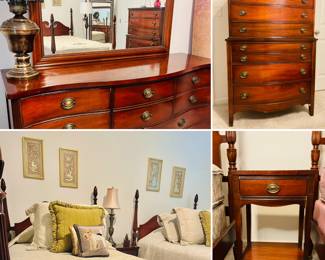 Mid Century Dixie Furniture 6 Piece Double Twin Bedroom Suite 