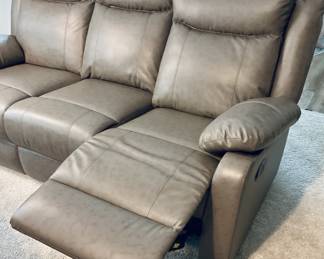 3 Seater Reclining Sofa Grey Leather