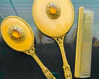 Globe vanity set 24 karat gold plated mid-century