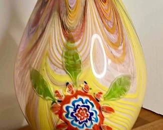 Murano Milliefiori Art Glass Vase Mid Century