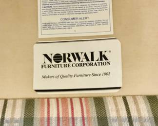Mid Century Norwalk Furniture Slipper Chair w/Plaid Pattern & Skirted Base