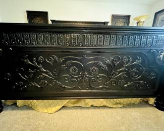 Like New Britannia Rose Collection King Bedroom Suite
King Headboard, Footboard, Pillow Top Mattress & Box Springs Armoire Granite Top Nightstands, Dresser & Mirror