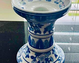 VintageAndrea by Sadek blue and white ceramic candle holder