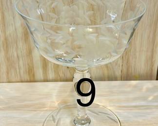 VTG Etched Crystal Champagne Coupe - Set of 9