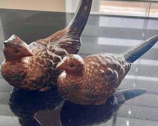 Vintage pair of ceramic pheasant figurines
