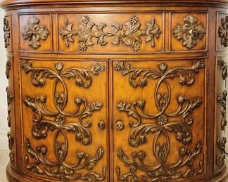 Vtg Ornately Floral Carvings, Curved Front Ball & Claw Feet