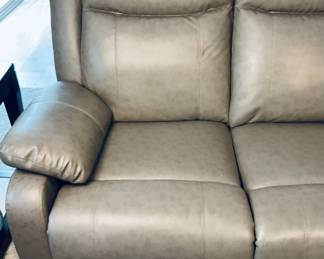 3 Seater Reclining Sofa Grey Leather