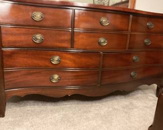 Mid Century Dixie Serpentine Front Dresser and Mirror