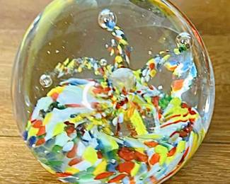 Flame Multi Colored Art Glass Paperweight 