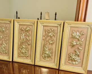 Mid Century Modern Metalcraft 4 Seasons Complete Set of 4 Wall Hangings.