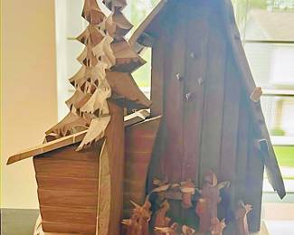 Vtg Oberammergau Hand Carved Wooden Nativity Mid Century German