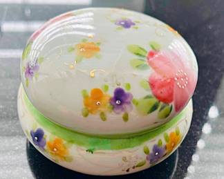 Vintage porcelain powder jar, mid-century Japan