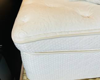 Like New Britannia Rose Collection King Bedroom Suite
King Headboard, Footboard, Pillow Top Mattress & Box Springs Armoire Granite Top Nightstands, Dresser & Mirror