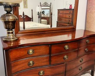 Mid Century Dixie Serpentine Front Dresser and Mirror