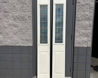 Architectural Salvage Restoration Project - Vintage Exterior Side Panel Doors with Glass Insets