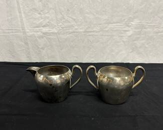 Antique Silver on Copper Creamer and Sugar by Gorham.