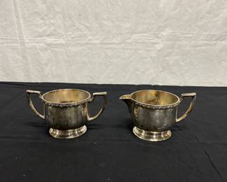 Antique Silver Plated Creamer and Sugar by FB Rogers.