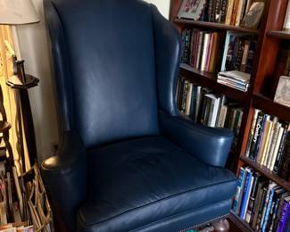 Baker leather super tall wingback chair