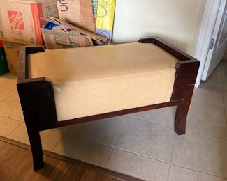 Vintage Baker Leather Upholstered Wood Bench