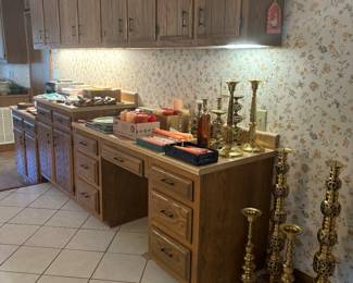Office supplies, brass candlesticks
