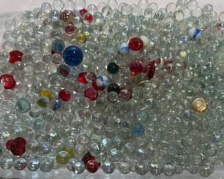 Large Assortment of Vintage and Clear Marbles