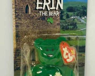 001 1999 TY Erin the Bear Triple Error Package Tush Tag, Typos Timeline Sealed McDonalds Promo