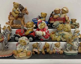 Cherished Teddies Figurines Enesco 1990s 16 Figurines with Display Stand
