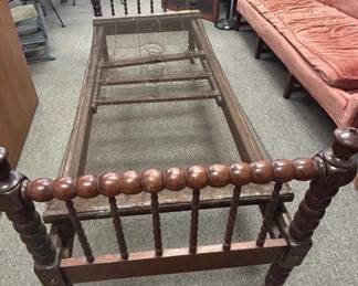 Antique Spool Bed with Wire Spring Base