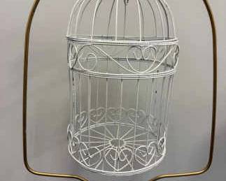Metal Birdcage on Hanging Brass Stand