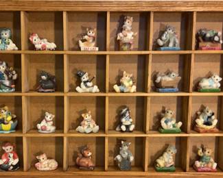 Calico Kittens Figurines with Wooden Display Shelf 30 Pieces