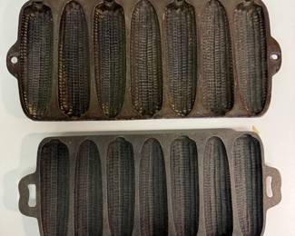 Pair of Vintage Cast Iron Cornbread Stick Pans Corn Cob Mold Trays