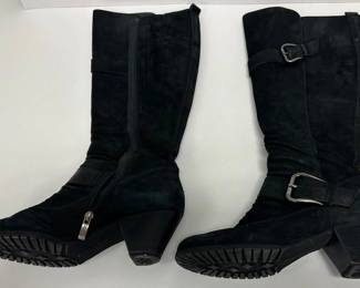 Paul Green Black Suede Buckled MidCalf Boots
