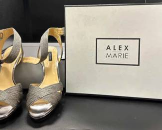 Alex Marie Metallic CrossStrap Heels with Ankle Buckle