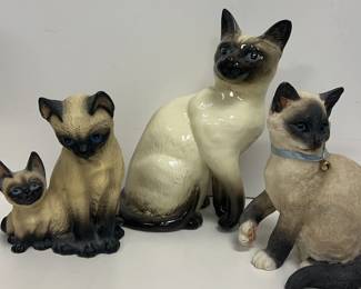Assorted Siamese Cat Figurines Beswick, Harvey Knox, More