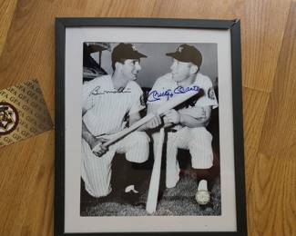 Signed Mickey Mantle, Billy Martin b/w photo print