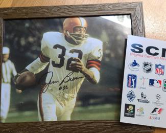 Signed Jim Brown Cleveland Browns photo print with COA
