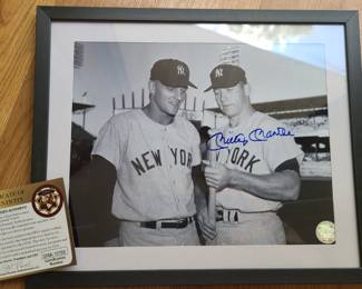 Signed New York Mickey Mantle b/w photo print